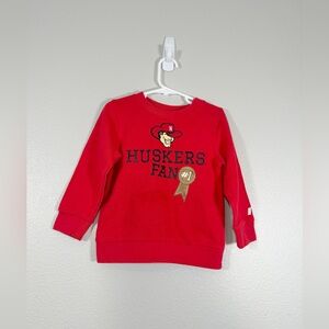 University of Nebraska Huskers Fan Sweatshirt Football Long Red Girl Toddler 3T